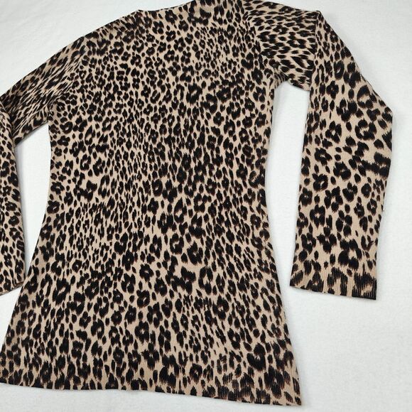 Cashmere Cashmere Leopard Print Button Cardigan Sweater Size S Mob Wife Glam - Picture 10 of 12